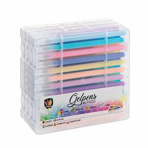 48 długopisów żelowych w walizce (Błyszczący/Neono
